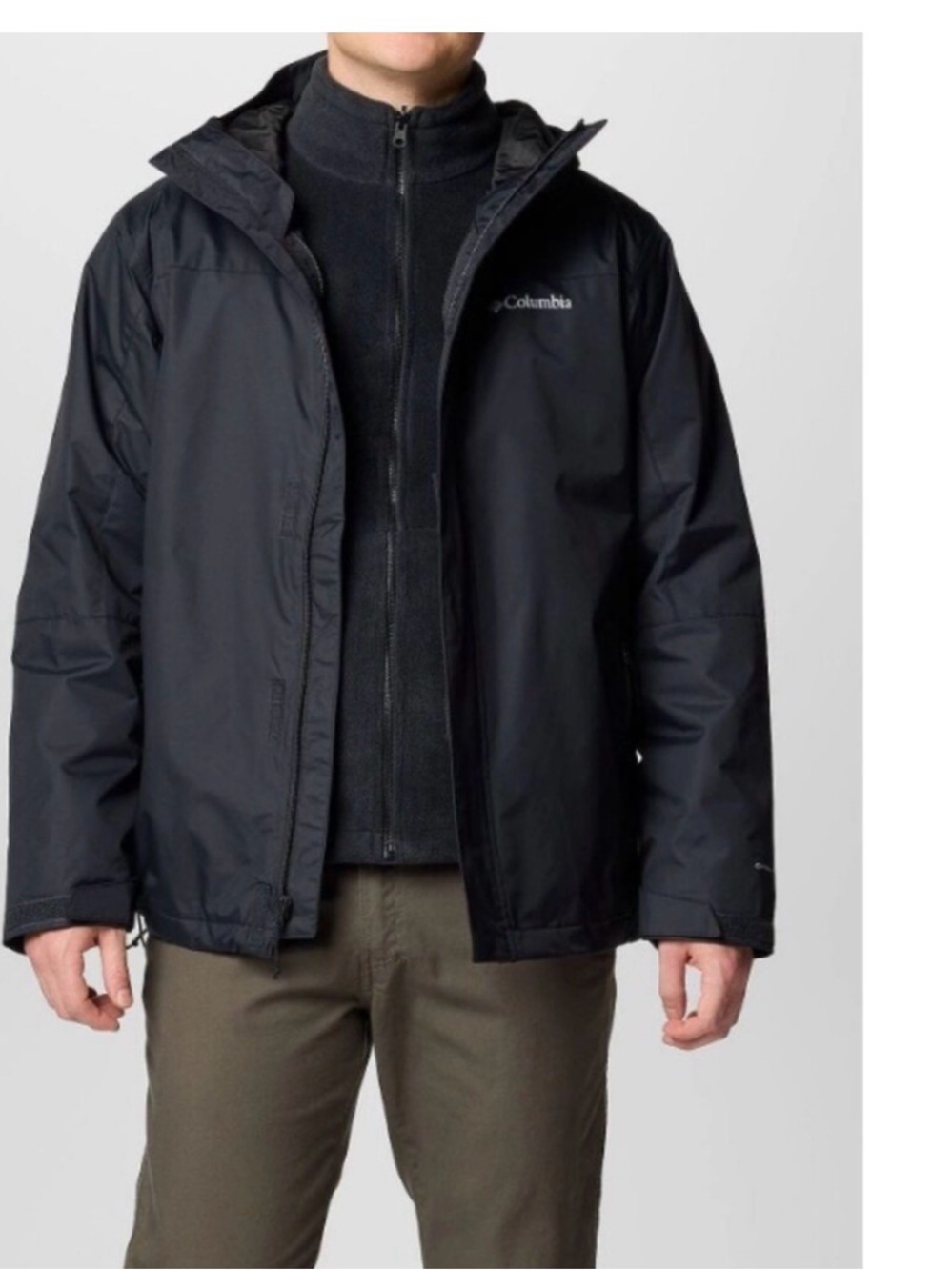 Columbia Men's Black Waterproof Hooded Tunnel Falls Interchange Jacket